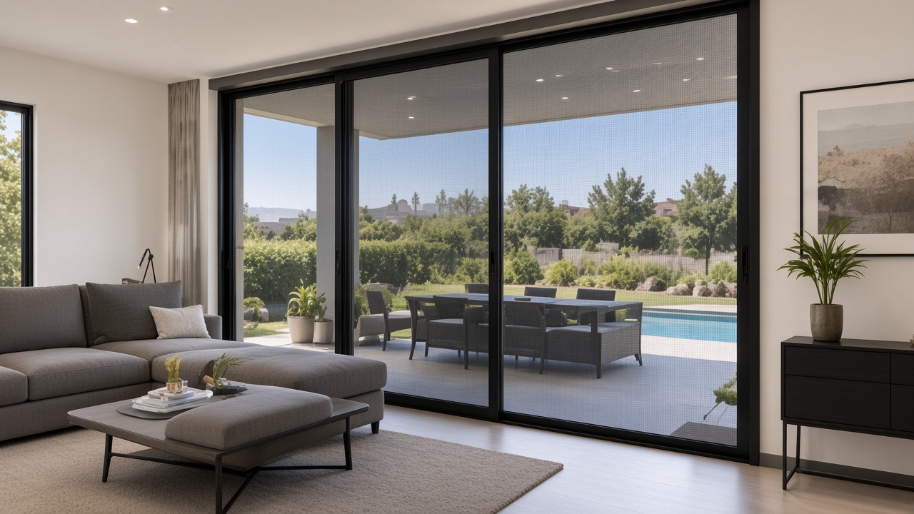Sliding door insect screen fitted in a residential property